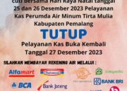 Sambut Natal 2023, Pelayanan Kas PDAM Tirta Mulia Kabupaten Pemalang Tutup