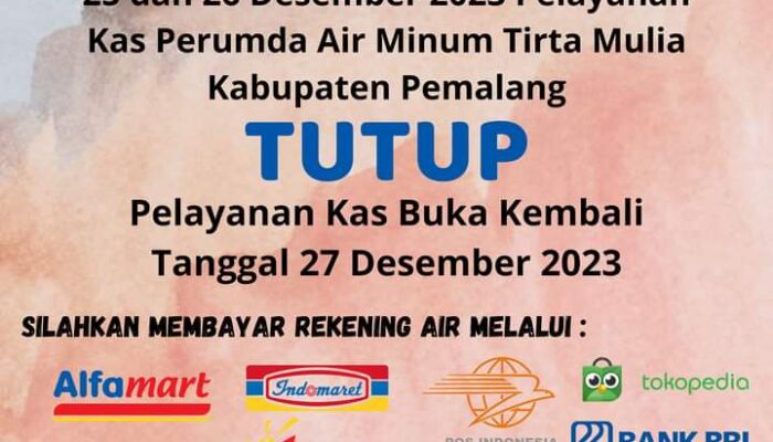 Sambut Natal 2023, Pelayanan Kas PDAM Tirta Mulia Kabupaten Pemalang Tutup