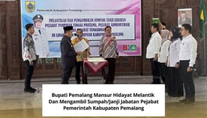 Lantik 81 Pejabat, Bupati Pemalang Berpesan ,” Tunjukkan Dedikasi Dan Akhlak Yang Baik,”