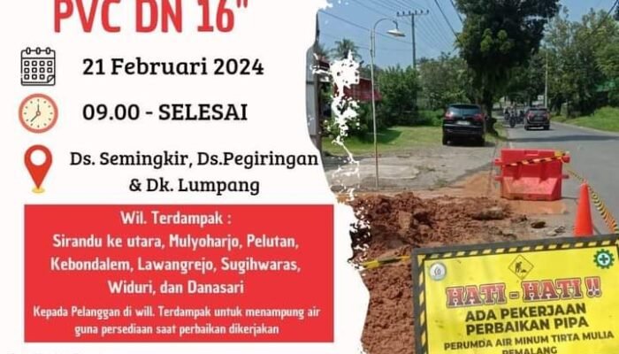 Menjaga Kualitas Pelayanan , PDAM Tirta Mulia Pemalang Lakukan Perbaikan Pipa PVC