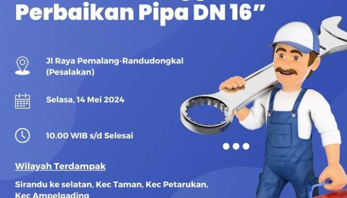 PDAM Tirta Mulia Lakukan Perbaikan Pipa, Pasokan Air di Pemalang Akan Terganggu 