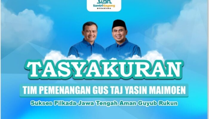 Gus Yasin Menang, SGN Akan Gelar Syukuran Serentak di 35 Kabupaten/Kota Jawa Tengah