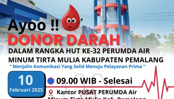PDAM Tirta Mulia Pemalang Gelar Donor Darah di HUT ke-32, Ada Goodie Bag untuk 100 Pendaftar Pertama