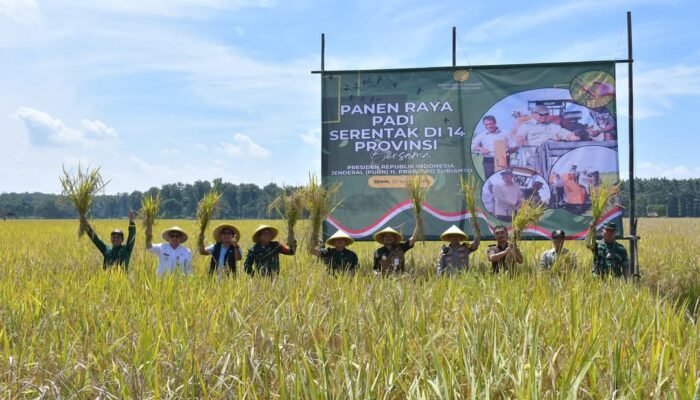 Bupati Pemalang Ikuti Vicon Panen Padi Serentak Bersama Presiden Prabowo Subiant