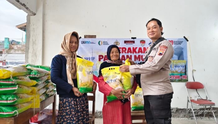 Jaga Kestabilan Pangan, Beras Murah Polres Pemalang Sasar Desa Longkeyang