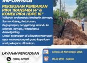 PDAM Tirta Mulai Lakukan Perbaikan Pipa Transmisi di Randudongkal dan Silarang