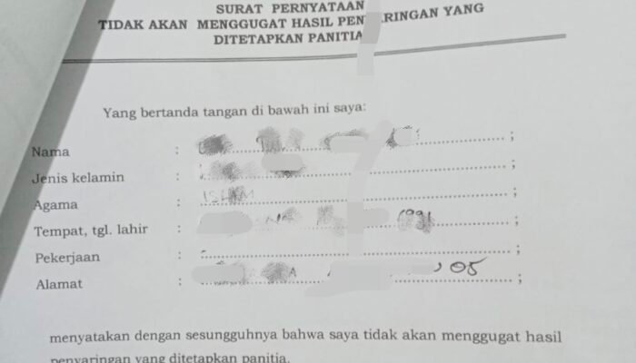 Seleksi Perangkat Desa Ada Surat Pernyataan “Tidak Akan Menggugat” Dinilai Cacat Hukum