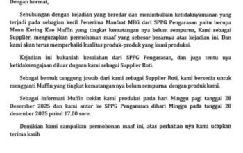 MBG!! SPPG Pengarasan Terima Surat Permohonan Maaf dari Supplier roti yang Bermasalah