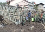 Pulihkan Akses Warga, Kodim 0711/Pemalang Bangun Jembatan Bailey di Penakir