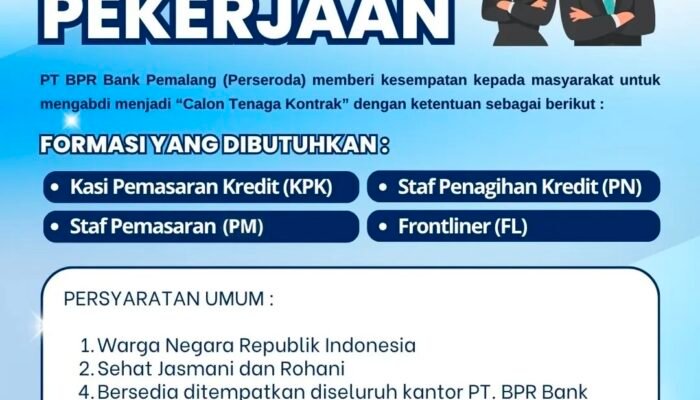 Bank Pemalang Buka Lowongan 2026, Cek Posisi dan Syaratnya!