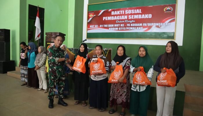 Aksi Nyata HUT TNI, Kodim Pemalang Salurkan Sembako Warga