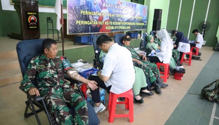 Sambut HUT ke-81 TNI, Kodim 0711/Pemalang Sukses Kumpulkan 105 Kantong Darah